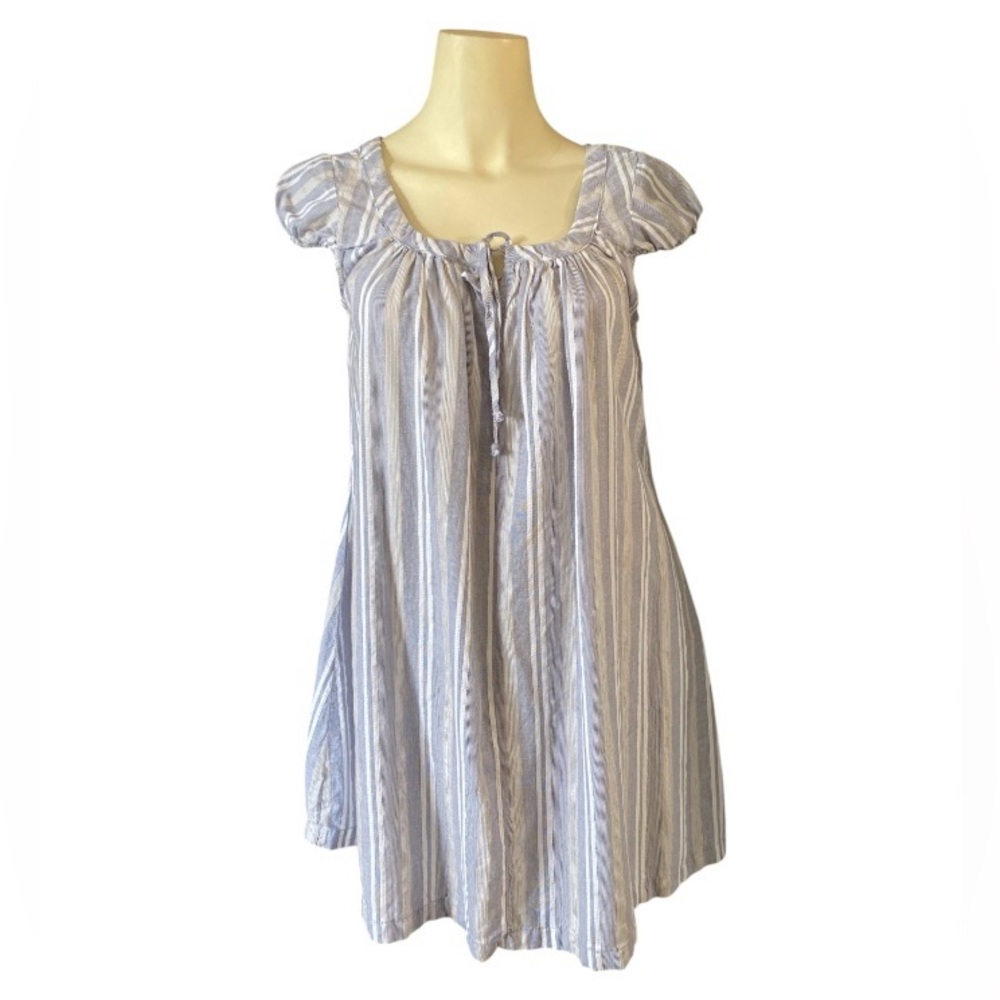 Xhilaration Dress Juniors Small Vertical Striped Tie Neck Boho Summer Cotton